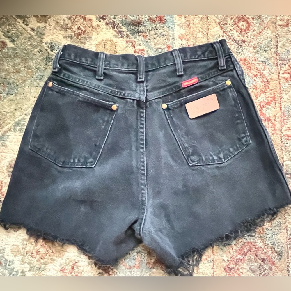 Vtg Wrangler Black Shorts High Waist Cutoffs Size 11/12